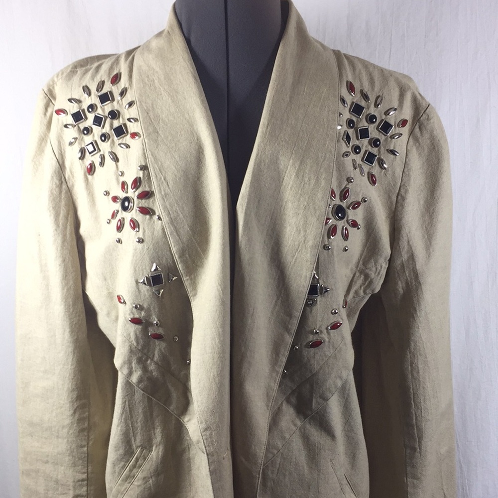 Blazer Style Unlined Embellished Jacket Size S